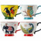 superyes Large Coffee Mugs Sets of 4, 15oz Footed Coffee Cups Set for Latte Cappuccino Hot Chocolate, Hand-Painted Peacock，Elephant，Toucan，Owl Farmhouse Pattern