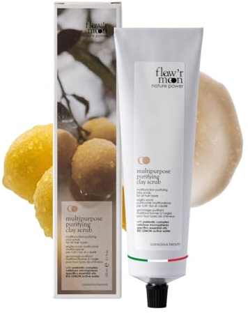 Flow'r Moon Scrub Cuoio Capelluto Purificante 150 ml – Scrub Capelli con Argilla Bianca, Peeling Esfoliante Detox per Cute e Capelli