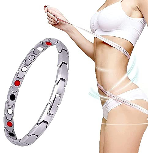RTcald Lymphdrainage-Magnetarmband, Ultrastarkes Magnetfeldtherapie-Armband, Magnetisches Schlankheits-Gewichtsverlust-Armband, Modische Exquisite Energie-Gesundheitsarmbänder (Silver)