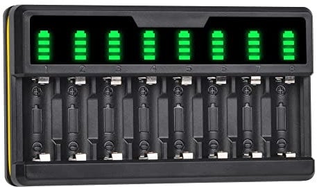 16340 Akku ladegerät, 8-Schächte-LCD-Display Ladegerät für 16340 CR123A RCR 123A Li-Ionen-Akkus und Alro WiFi-Kamera VMC3030 VMK3200 VMS3330 3530 3430 Akkus