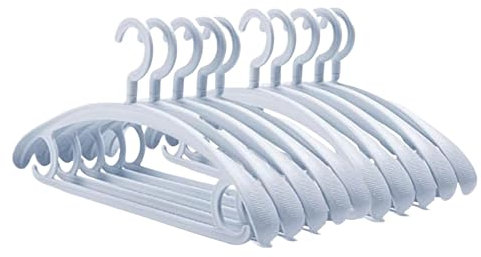 Trrcylp Lot de 10 cintres en Plastique Robuste - Capacité de 11,3 kg - Crochet pivotant - Cintres Larges - Antidérapant - Épais (Bleu)