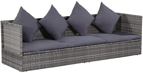 KOIECETA Gartenliege Poly Rattan Gartenmöbel Sonnenliege Rattan Stahl Garten Sofa Bett Rattan Liege
