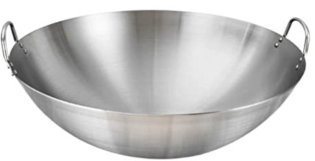 Cabilock Wok Nonstick Steel Frying Pot Stainless Frying Pan Frying Pot Round Bottom Deep Cookware Stir Fry Pan Frying Pan for Induction Hob Deep Frying Frying Pot All Silver Stainless Steel