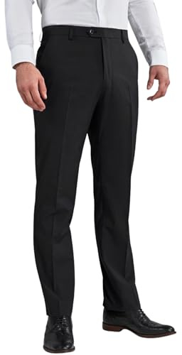 MAGIC SELECT Pantalon de Robe Homme Élégant. Pantalon Noir de Costume, Coupe Droite avec Plis et Poches à Utiliser au Bureau, au Travail, au Serveur, au Commis de Magasin (Hiver)