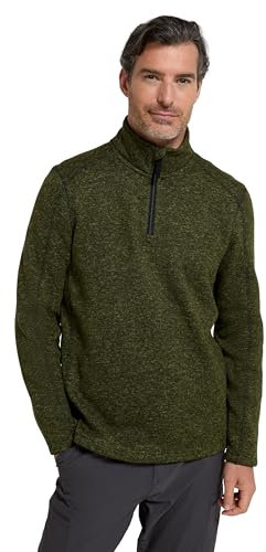 Mountain Warehouse Idris Mens Half-Zip Fleece - Microfleece, Anti-pill, Breathable, Lightweight Sweatshirt - Best for Spring Summer, Camping, Outdoors, Travelling & Hiking Dark Khaki L