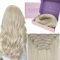 Fshine Clip in Extensions Echthaar 45cm Blond Haarverlängerung Echthaar Clip in Extensions Platinblond 7 Stücke 120g Echte Haare Farbe 60