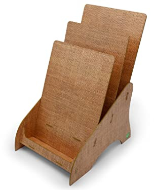 stableco 1x ökologischer Prospektständer DIN A4 vertikal mit 3 Fächer stabiler Flyerständer im natural Design No Plastic! Just Paper! nachhaltiger Prospekthalter Postkartenständer schnell aufzubauen