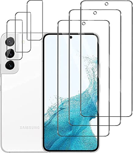 Quanen 3 Pièces Verre Trempé pour Samsung Galaxy S22 5G avec 3 Pièces Caméra Arrière Protecteur, Ultra Résistant Film Protection écran, 9H Dureté, HD, Anti-Rayures, Sans Bulles