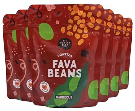 The Honest Bean Co Roasted Fava Bean BBQ, High Protein Vegan Snack, 120 g (Pack of 6)