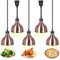 VFDZ Lebensmittel Wärmelampe, Kommerzielle Speisenwärmer Lampe, 250W Wärmelampe für Speisen, Buffet Heizlampe Einziehbares Hängende für Buffets und Küche Esszimmer(B-25cm, 5 Stück)