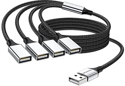 MOGOOD USB Splitter, 4 in 1 USB Cable,USB Hub USB to USB Adapter,Multi-Socket USB Splitter,USB to 4 USB Female Cable Converter Multi USB Ports USB Power Extension Cord for PC/Car/Laptop/U Disk/TV