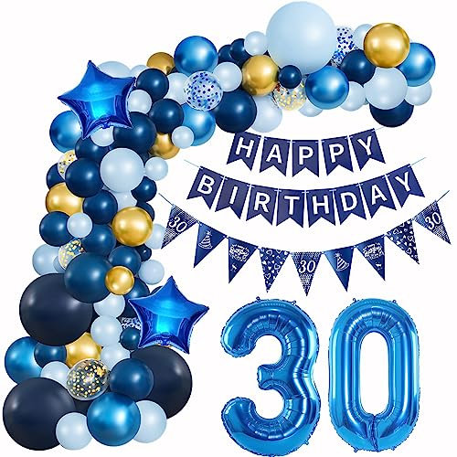 Ballons Girlande Blau 30 Geburtstag Mann deko Blau Luftballon 30. Geburtstag deko Mann Geburtstagsdeko 30 Jahre Mann Deko 30. Geburtstag Männer blau Luftballon Girlande blau 30. Geburtstag Männer