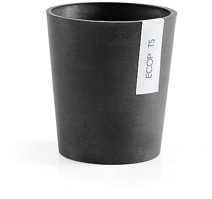Ecopots Blumentopf Morinda für Orchideen - dunkel grau - Durchmesser Ø 14 cm rund - mit Wasserablauf - Pflanzentopf aus Recycling Kunststoff - modern für Indoor und Outdoor