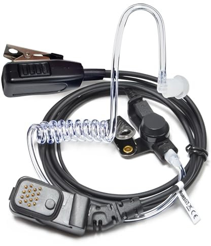HYS TPH700 Micro-oreillette Compatible avec Matra EADS Jupiter TPH-700 TETRAPOL, oreillette gendarmerie avec PTT (Microphone intégré)