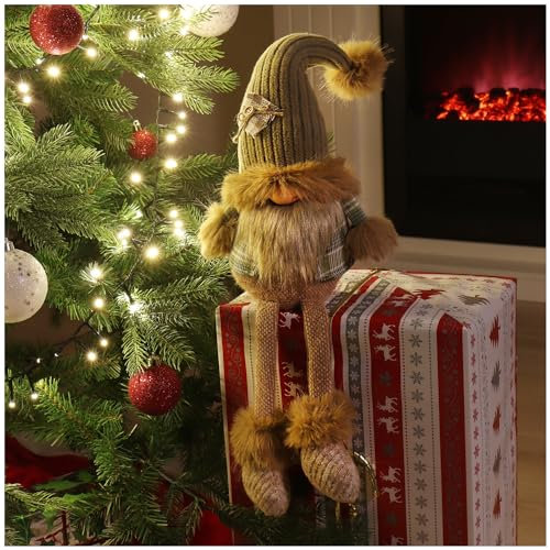 com-four® Premium Kantenhocker - große Wichtel in XXL für die Weihnachtsdeko, Handmade Gnom-Figur als Dekoartikel für Fensterbank und Kamin - schwedische Sammlerfiguren