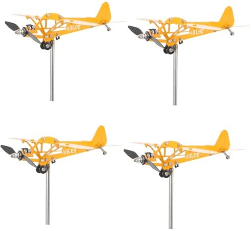Yardwe 4 Stück Windfahnenflugzeug Spinner Flugzeug Windmühle Flugzeugskulpturen Im Hinterhof Flugzeuggarten Gartenflugzeugverzierungen Wetterfahne Farmszene Gebläse Metall Eisen 3D