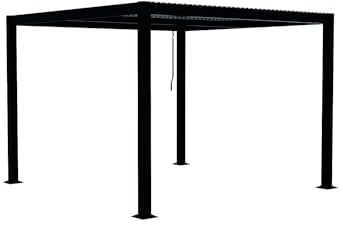 CONCEPTO FÁBRICA | Pergola Bioclimática Milos | Superficie 3 x 3 m sea 9 m² | 4 Pies | Cuchillas Orientables | Estructura y Cuchillas de Aluminio | Calidad, Longevidad y Resistencia a las Intemperias