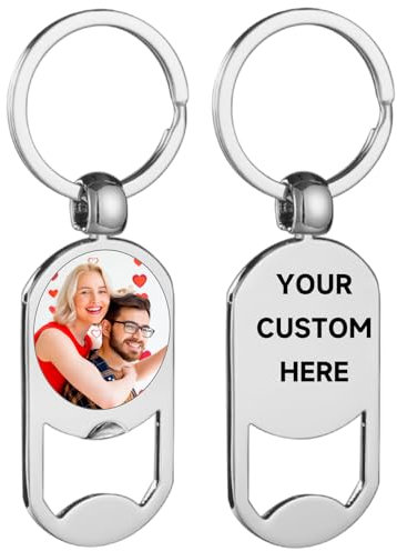 KISSBELLY Porte-clés décapsuleur personnalisé, double face, décapsuleur, accessoires pour papa, père, Ovale, 30x50x2mm