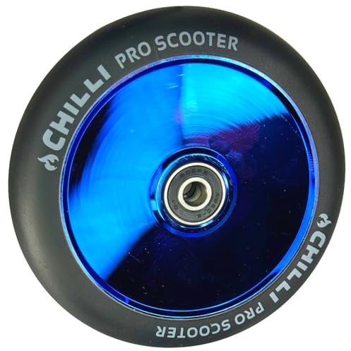 Chilli Pro Scooter Hollowcore Stunt-Scooter Rolle 120mm I Trick I Tret I Roller I Wheel I Abec 9 Kugellager I Blauchrome