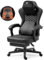 Vigosit Gaming Stuhl mit beheizter Massage Lendenwirbelstütze, Ergonomischer Gaming Computer Stuhl mit Taschenfederkissen und Fußstütze, schwarz