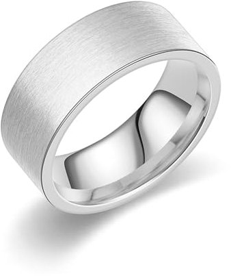 Whoiy Herren Ringe Gravur Personalisiert Matt 8MM Eheringe Trauringe, Edelstahl Schlicht Band Verlobungsring Ehering Silber Größe 54 (17.2)