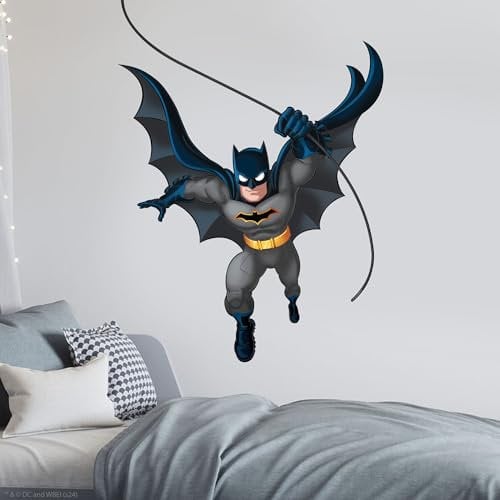 Batman™ Wall Sticker - Batman Swinging in Wall Decal DC Superhero Art (60cm Height x 40cm Width)