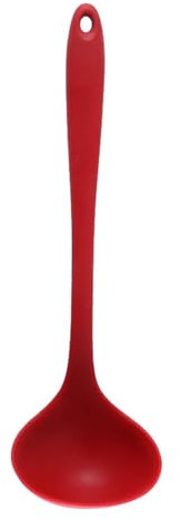 Silicone Soup Ladle, 11.2in Silicone Cooking Ladle Heat Resistant Soup Ladle Soup Serving Spoon Non Stick Ladle Spoon for Cooking(Red)