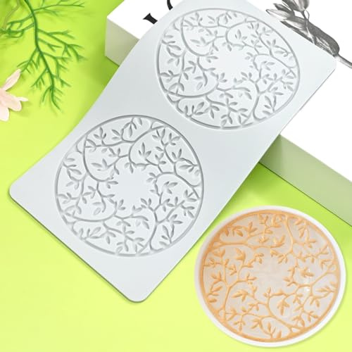 Stampo in silicone effetto pizzo per zucchero con taglio vuoto, stampo per torta decorativa con motivo a pizzo, tappetino per pasta fondente, ideale per decorare torte nuziali (C1_ Foglia Circolare)