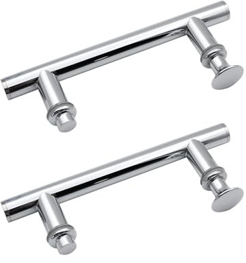 KEABATH 2PCS Stainless Steel Round Shower Glass Door Handle for Shower Enclosure Shower Room Cabin Door Handle Replacement 140mm Hole to Hole