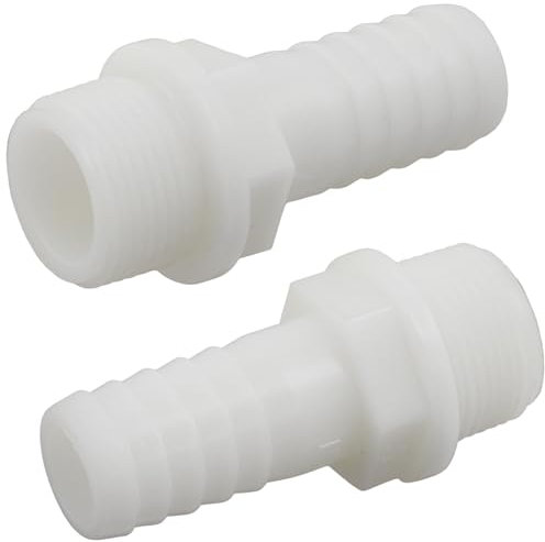 AERZETIX - C75009 - Lot de 2 Raccords mâles cannelés droits 3/4'' x Ø20 mm à visser - filetage externe - adaptateur connecteur système circuit d'irrigation arrosage - en polyamide - couleur blanc