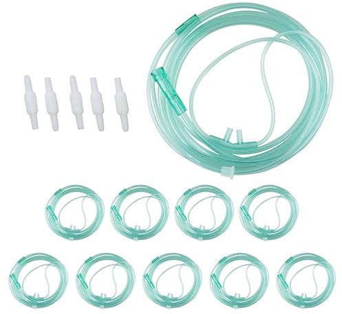 7FT Adult Oxygen Tubing Nasal Cannula 10Pcs and 5Pcs Oxygen Tubing Swivel Connector