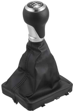 Partuto Schaltknauf mit 6-Gang-Schaltgetriebe und Staubschutz - Schalthebelknopf mit Abdeckung - für Audi A6 C6 4F Avant und Limousine 04-08 Kunstleder Schwarz - 1 Stück