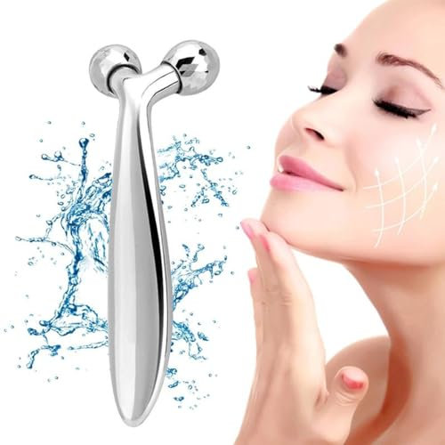 AFCJLTO 1pcs Rouleau Visage 3D, masseur rotatif 360° pour réduire rides, poches et cernes, drainage lymphatique, lifting et raffermissant de la peau