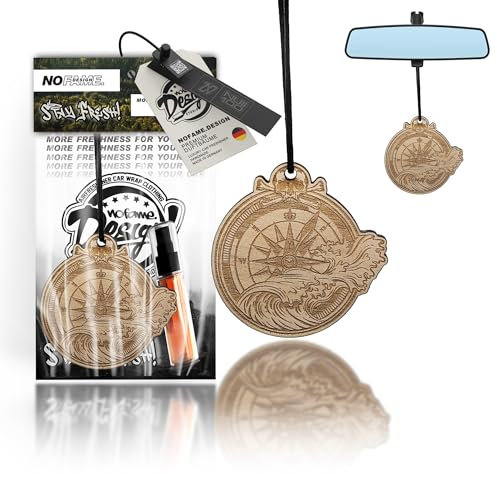 Auto Duftbaum Duft Lufterfrischer Holz | 10 Motive | Auto Aufhänger Diffusor | Luxus Duft Auto Parfüm | Geschenke für Männer Frauen | Inkl. 5ml Duftspray Gentleman (Kompass, Gentleman)