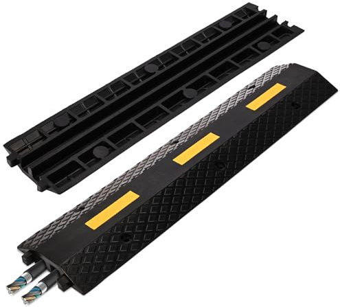 uyoyous 2 Channels Cable Protector Ramp100x22x4.5CM Floor Cable Protector Heavy Duty Floor Cable Cover Protector Rubber Cable Cover for Outdoor Garage
