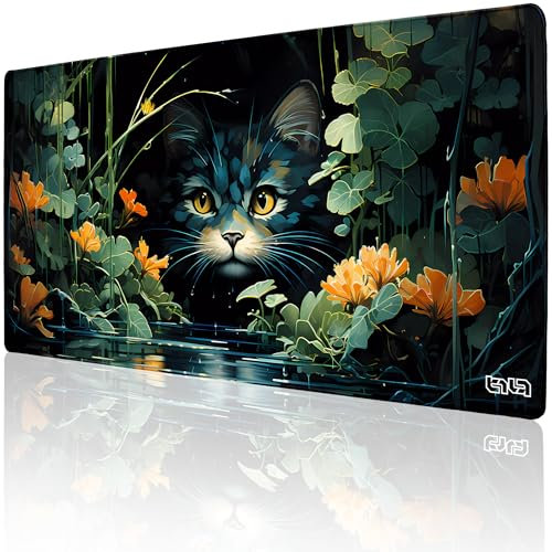 Tilt Grand Tapis de Souris Gamer XXL 100x50 cm | Tapis de Bureau Gaming Anti-Dérapant | Mouse Pad Imperméable pour PC et Accessoires Gaming | Tapis de Clavier (Hidden Cat)