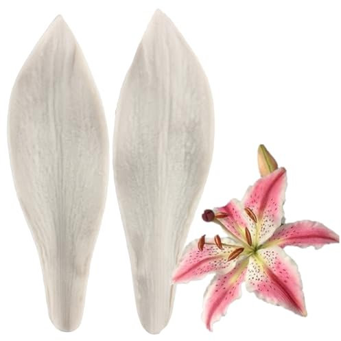 YANQINMS Silikonform mit Blütenpaste, für Fondant, Lilien, geädert, Blütenpaste, Lilie, Blume, Form für Kuchendekoration, Cupcake-Topper, Schokolade, Gummipaste, Süßigkeiten, Polymerton