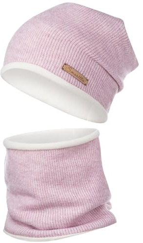 Smarilla Wintermütze + Schlauchschal Winterset | Beanie Strickmütze Strickschal Snood Fleece Wolle