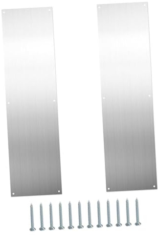 DOITOOL - Placa de protección de acero inoxidable para puerta de metal, juego de placas decorativas y reforzadas, protege la parte inferior de la puerta interior y exterior, instalación fácil y