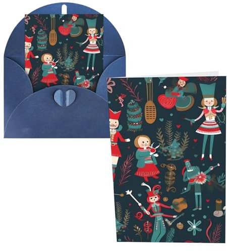 Greeting Cards Thank You Card with Blue Envelopes Blank Note Cards Folded Cardstock 4 x 6 inch Thinking of You Cards Women's Nutcracker Ballet Xmas Dance Birthday Greeting Card for All Occasions