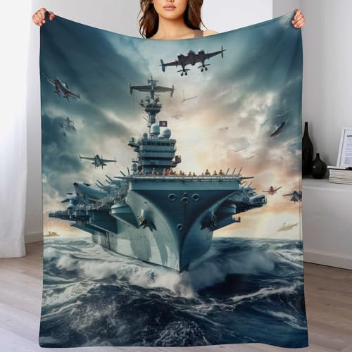 AAPZY Flugzeugträger Kuscheldecke Couchdecke Decke Aus Flannel - Tagesdecke Wohndecken Für Sofa, Couch Oder Als Bettüberwurf - Waschbare Decke （150×200cm）