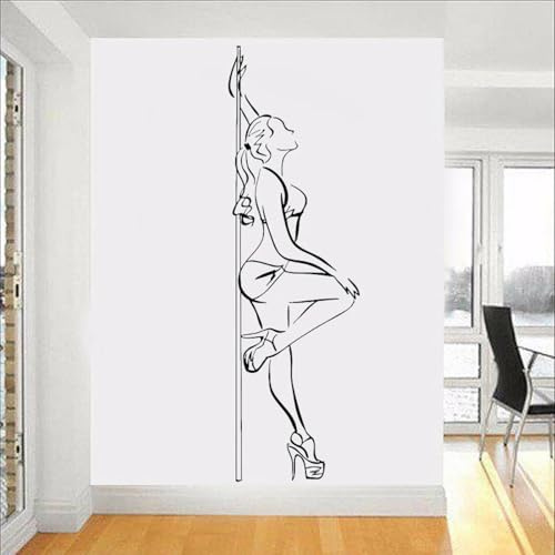 WEITAOSM Pole Dance Wandaufkleber, hübsches Mädchen, Vinyl-Aufkleber, geeignet für Tanztrainingsraum, Wohnzimmer, Schlafzimmer, abnehmbare Kunstdekoration