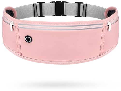 ITClosud Laufgürtel für Handy, Lauftasche Jogging Sportgürtel mit 3 Taschen, Wasserdicht Lauftasche für Damen und Herren, Nicht Verschieben Handytasche Joggen zum Radfahren, Fitness (Rosa)