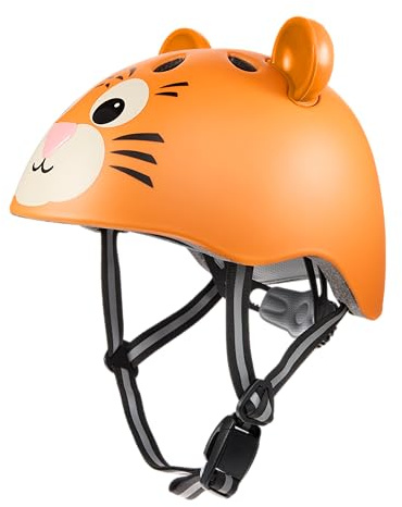 HUDORA Casco per bambini Tiggy – Casco comodo XXS – con adorabile motivo tigre - robusto per bambine e bambini - Ideale per biciclette senza pedali, monopattini e biciclette