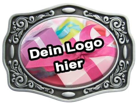 Unikantum Gürtelschnalle Westen Oval, Buckle individualisierbar mit eigenes Bild, Foto, Ideal für Wunschbild, Firma, Verein. Unisex