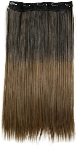 CAISHA 60cm Clip In Extensions Lara Haarverlängerung Haarteil Glatt Ombré Braun Mix C72