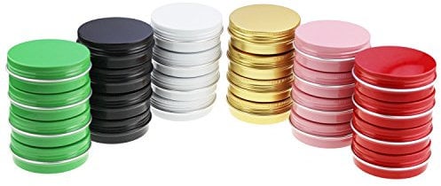 24 Stück Multi-Colored Runde Aluminiumdosen Schraubdeckel Metalldosen Gläser Leere Rutsche Slide Container (2 oz / 60 ml)