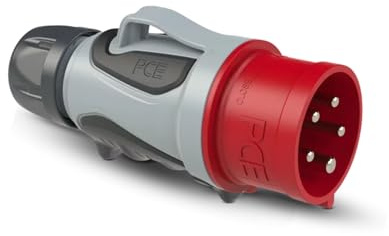 PCE 0253-6tt CEE-Stecker 32A 5-polig IP54-400V Industriestecker TT Grip | Schraublose Anschlusstechnik, wetterfestes PA6/TPE-Gehäuse, spritzwassergeschützt für Baustelle und Industrieanlagen