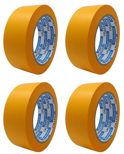 gws 4 Rollen Goldband, Malerband zum Abkleben zum Streichen, Malen, Lackieren, Basteln und vielem mehr, Maler-Abdeckklebeband, Rückstandsfrei entfernbar, dünn & stabil mit je 50 m x 38 mm