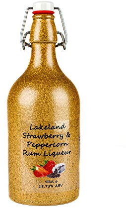 Lakeland Liqueurs Strawberry & Peppercorn Rum Liqueur -18.75% ABV, Natural Ingredients & White Rum, Handcrafted in Small Batches, Reusable Bottle With Swing-Top Cork, Gluten-Free, Vegan, 500 ml